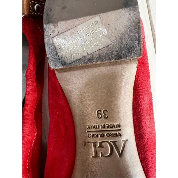 AGL ATTILIO GIUSTI LEOMBRUNI Orange Leather Flats Size 39 (8.5) Cap Toe Ballet - Picture 11 of 14